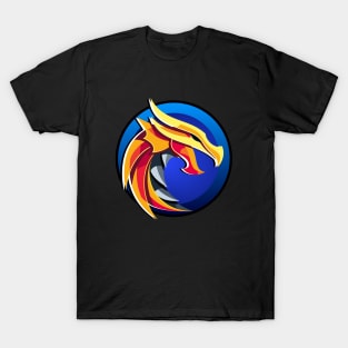 Modern Vector Graphic Robotic Dragons Head Design T-Shirt